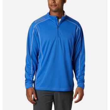 Columbia PFG Low Drag 1/4 Zip Top, Sudaderas Azules Para Hombre | 906745-RIM